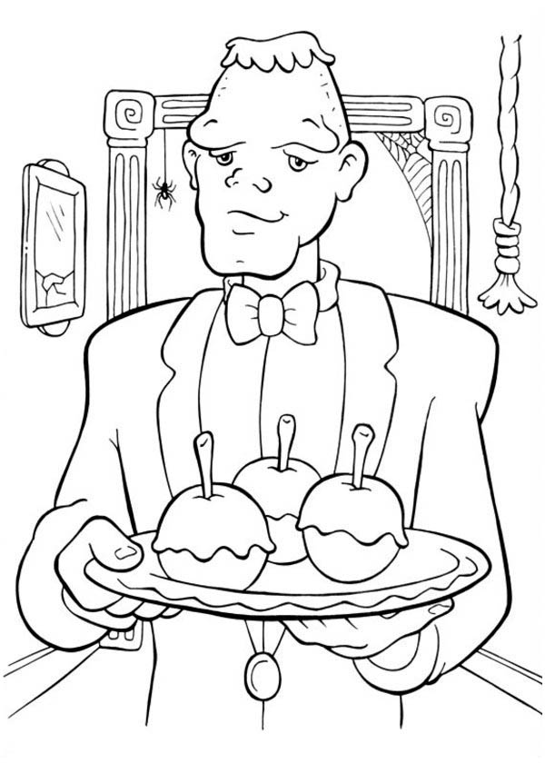 Halloween Day, : Creepy Frankenstein Servant on Halloween Day Coloring Page
