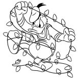 Christmas, Donald Duck With Jumbled Christmas Ornaments On Christmas Coloring Page: Donald Duck with Jumbled Christmas Ornaments on Christmas Coloring Page