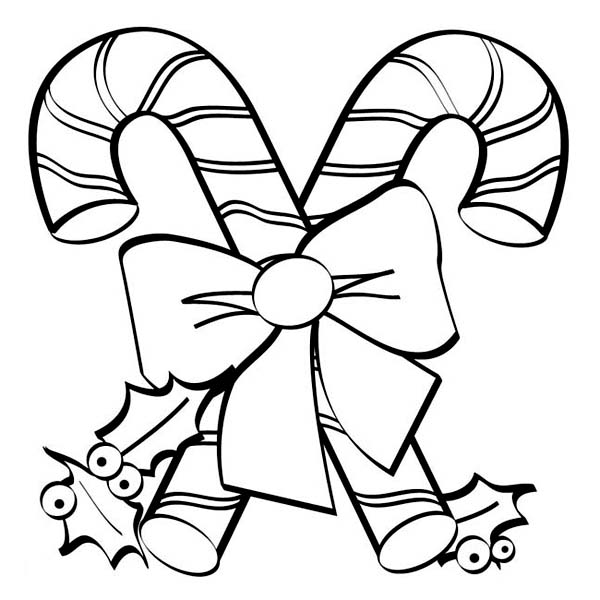 Christmas, : Juicy Candy Canes on Christmas Coloring Page
