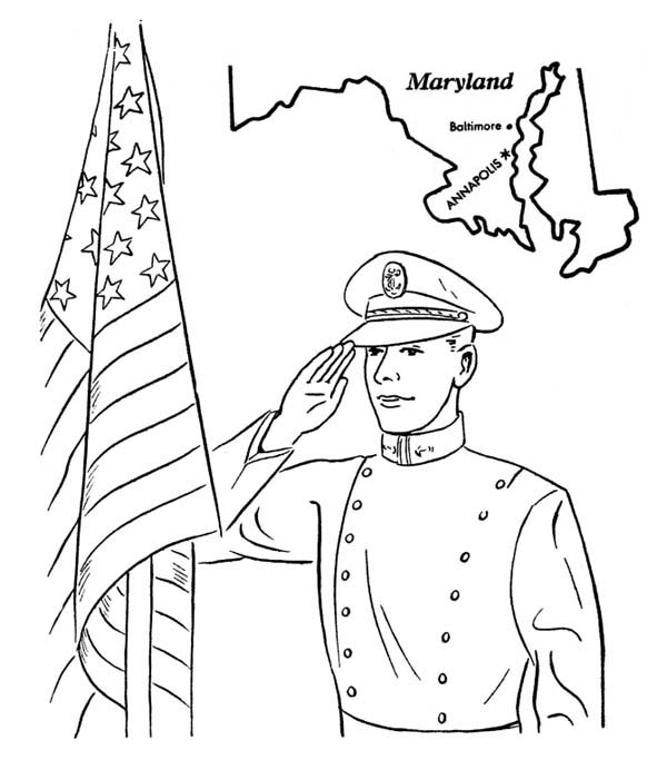 Veterans Day, : US Naval Academy in Maryland Celebrating Veterans Day Coloring Page