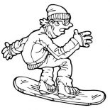 Winter, A Man Playing Snowboard With Full Winter Season Outfit Coloring Page: A Man Playing Snowboard with Full Winter Season Outfit Coloring Page