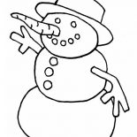 Winter, A Wierd Mr Snowman With Rounded Hat On Winter Season Coloring Page: A Wierd Mr Snowman with Rounded Hat on Winter Season Coloring Page