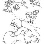 Winter, Childrens Outdoor Activities On Winter Season Coloring Page: Childrens Outdoor Activities on Winter Season Coloring Page