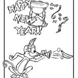 New Year, Cute Monkey On New Years Eve Celebration On 2015 New Year Coloring Page: Cute Monkey on New Years Eve Celebration on 2015 New Year Coloring Page