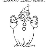 New Year, Joyful And Happy New Years Says The Clown On 2015 New Year Coloring Page: Joyful and Happy New Years Says the Clown on 2015 New Year Coloring Page