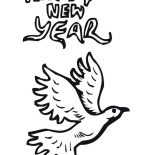 New Year, Pigeon Says Joyful And Happy 2015 New Year Coloring Page: Pigeon Says Joyful and Happy 2015 New Year Coloring Page