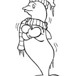 Winter, Shivering Dolphin In Freezing Winter Season Coloring Page: Shivering Dolphin in Freezing Winter Season Coloring Page