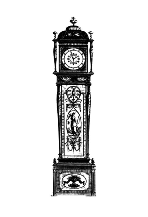 Grandfather Clock, : Beautiful Ornamentation Grandfather Clock Coloring Pages