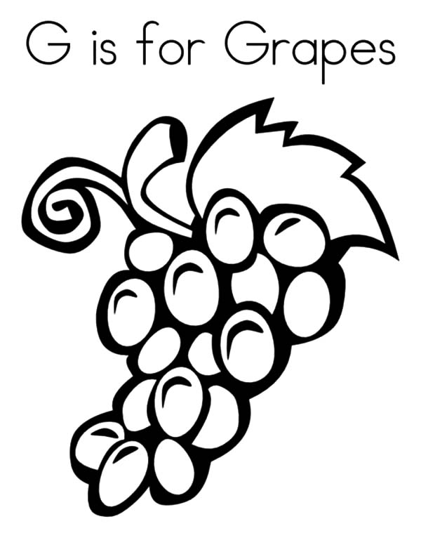 Grapes, : G is for Grapes Coloring Pages