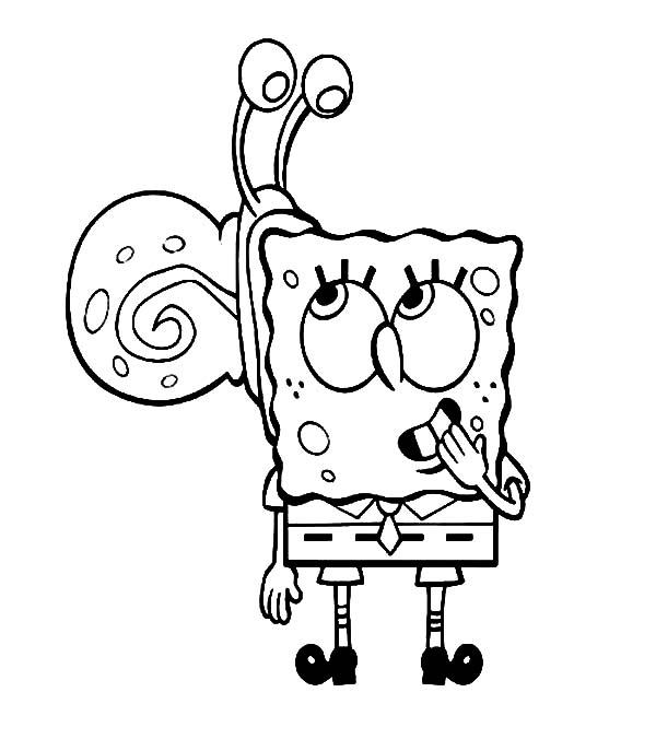 Gary, : Gary the Snail Climb on Spongebob Head Coloring Pages