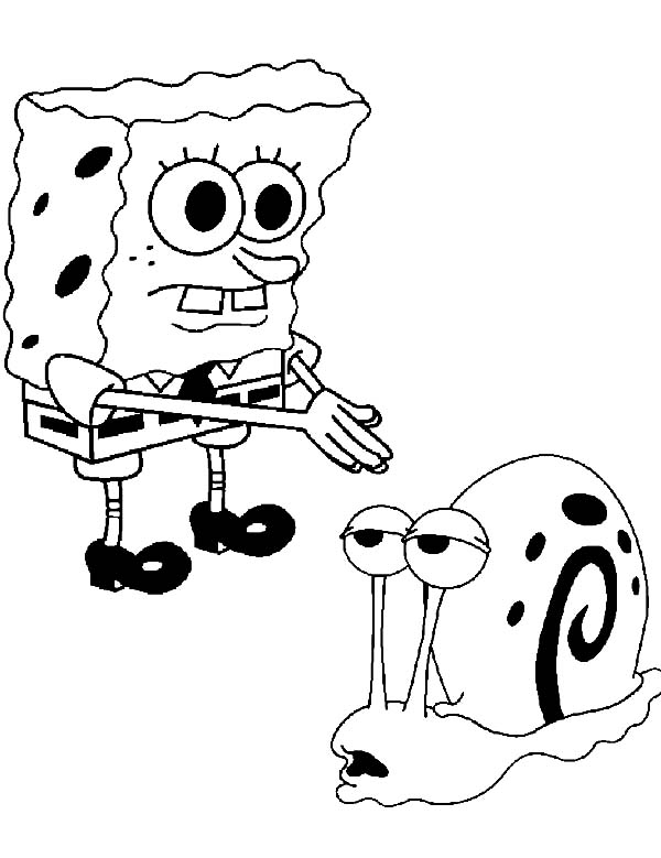 Gary, : Gary the Snail Greet His Master Spongebob Coloring Pages