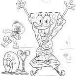 Gary, Gary The Snail And Spongebob Is Happy With Sandy Coloring Pages: Gary the Snail and Spongebob is Happy with Sandy Coloring Pages