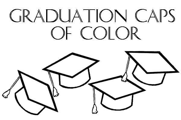 Graduation, : Graduation Caps of Color Coloring Pages