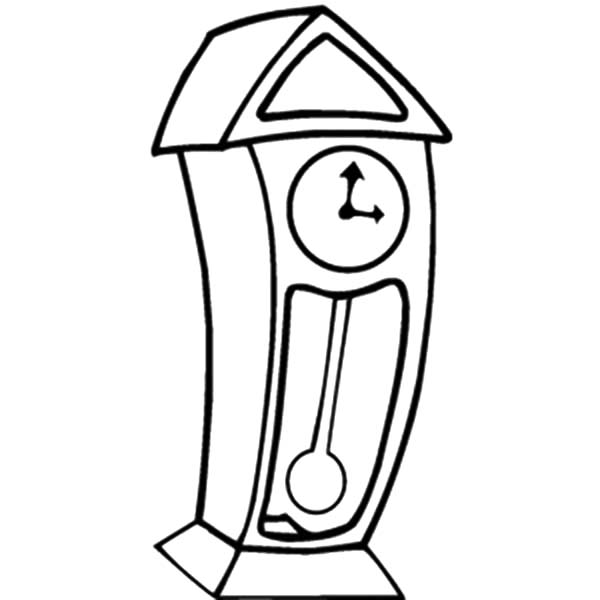 Grandfather Clock, : Grandfather Clock Cartoon Coloring Pages