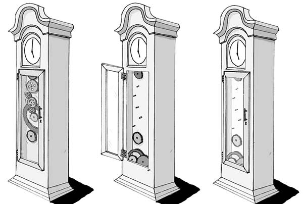 Grandfather Clock, : Grandfather Clock Complicated Setting Coloring Pages