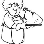 Grandmother, Grandmother Cooking Turkey Coloring Pages: Grandmother Cooking Turkey Coloring Pages