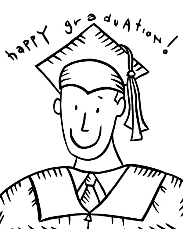 Graduation, : Happy Graduation Boy Coloring Pages