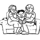 Grandmother, Kid Spoiled By His Grandmother And Grandfather Coloring Pages: Kid Spoiled by His Grandmother and Grandfather Coloring Pages
