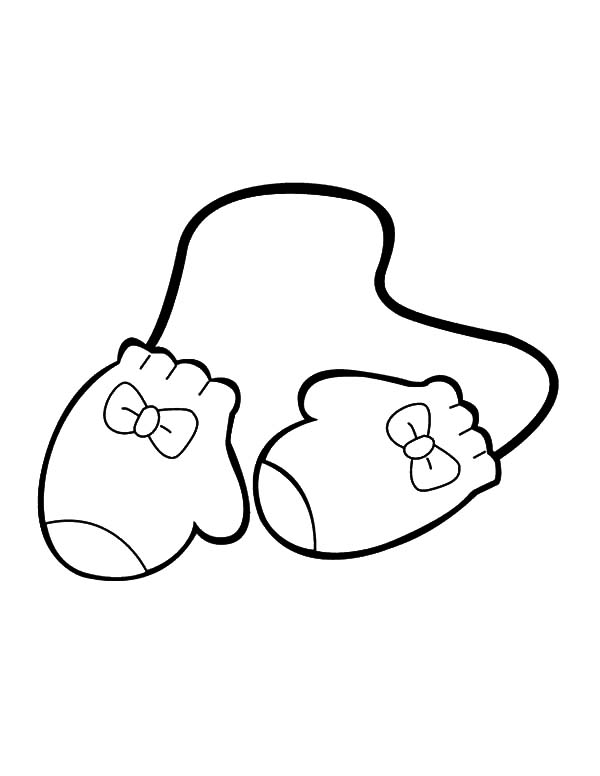 Mittens, : Mittens Tied Together Coloring Pages