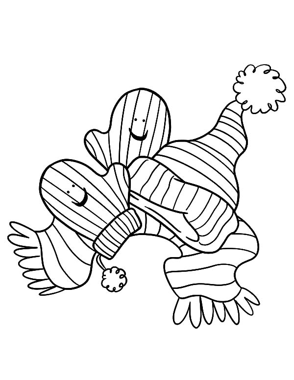 Mittens, : Mittens and Winter Atributes Coloring Pages