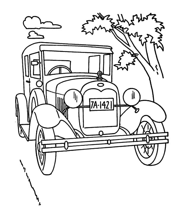 Model t Car, : Model T Car on the Road Coloring Pages