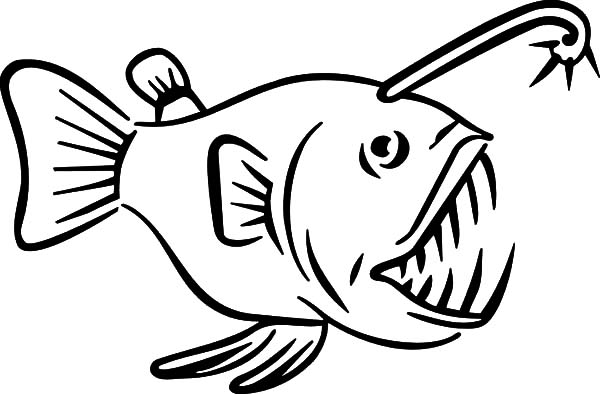 Monster Fish, : Monster Fish Sharp Teeth Coloring Pages