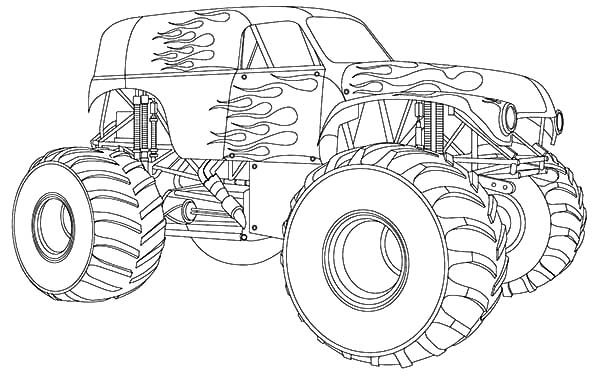 Monster Jam, : Monster Jam Truck on Fire Coloring Pages