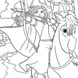 Merida, Princess Merida Aiming Target While Riding Horse Coloring Pages: Princess Merida Aiming Target While Riding Horse Coloring Pages