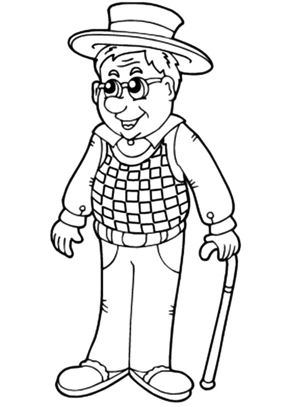 Grandfather, : Stylish Grandfather Coloring Pages