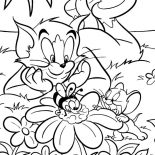 Garden, Tom And Jerry Watching Bee In The Garden Coloring Pages: Tom and Jerry Watching Bee in the Garden Coloring Pages