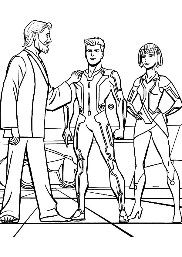 Tron, : Tron Legacy Kevin Flynn is Proud of His Son Coloring Pages