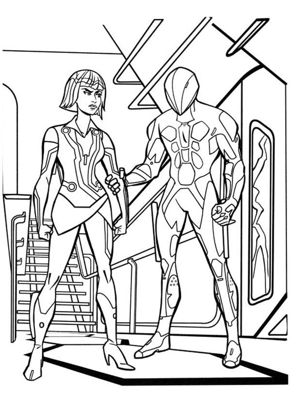 Tron, : Tron Legacy Quorra Get Caught Coloring Pages