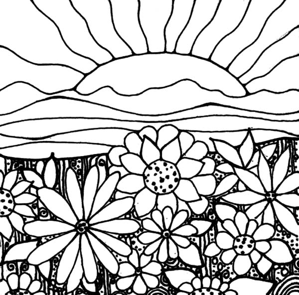 Garden, : Watching Sunrise in My Garden Coloring Pages