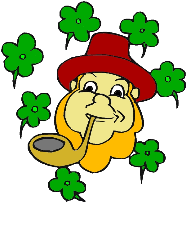 An Irish Guy With Pipe And Four Leaf Clover Coloring Page by years old Frances T  Williams  