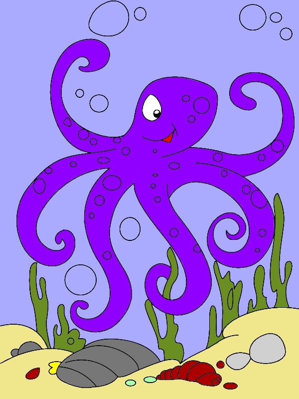 Octopus Winking Coloring Page by years old Tammy C  Wells  
