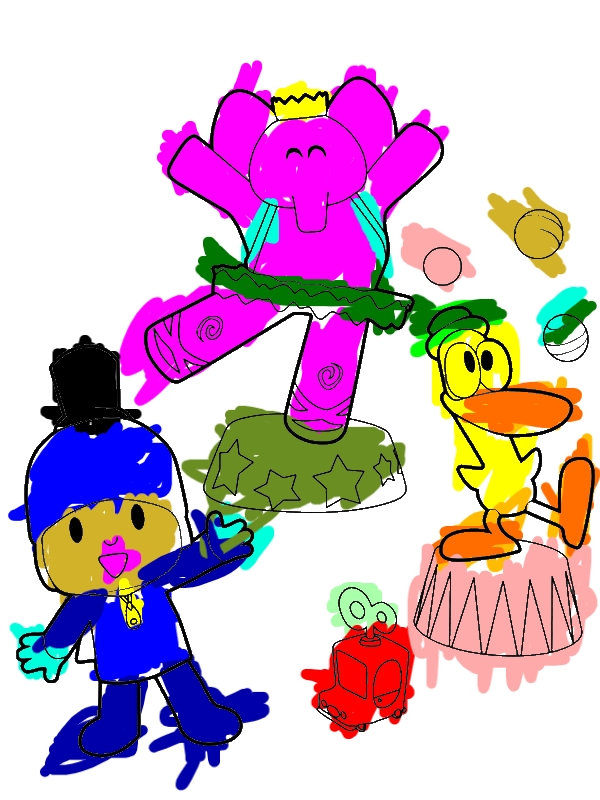 Pocoyo Doing Circus With His Friends Coloring Page by years old   