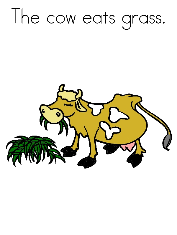 The Cow Eats Grass Coloring Pages by years old Janice K  Lantz  